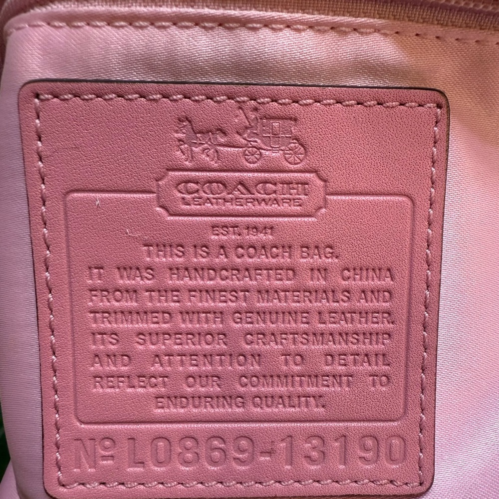 Coach Beige and Pink Signature Satchel - Picture 4 of 14